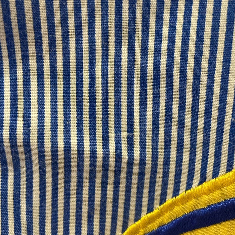 Adorable Vintage Baby 6-9 Month Baseball ⚾️ Blue Striped Snap up Onesie Romper - Picture 4 of 7
